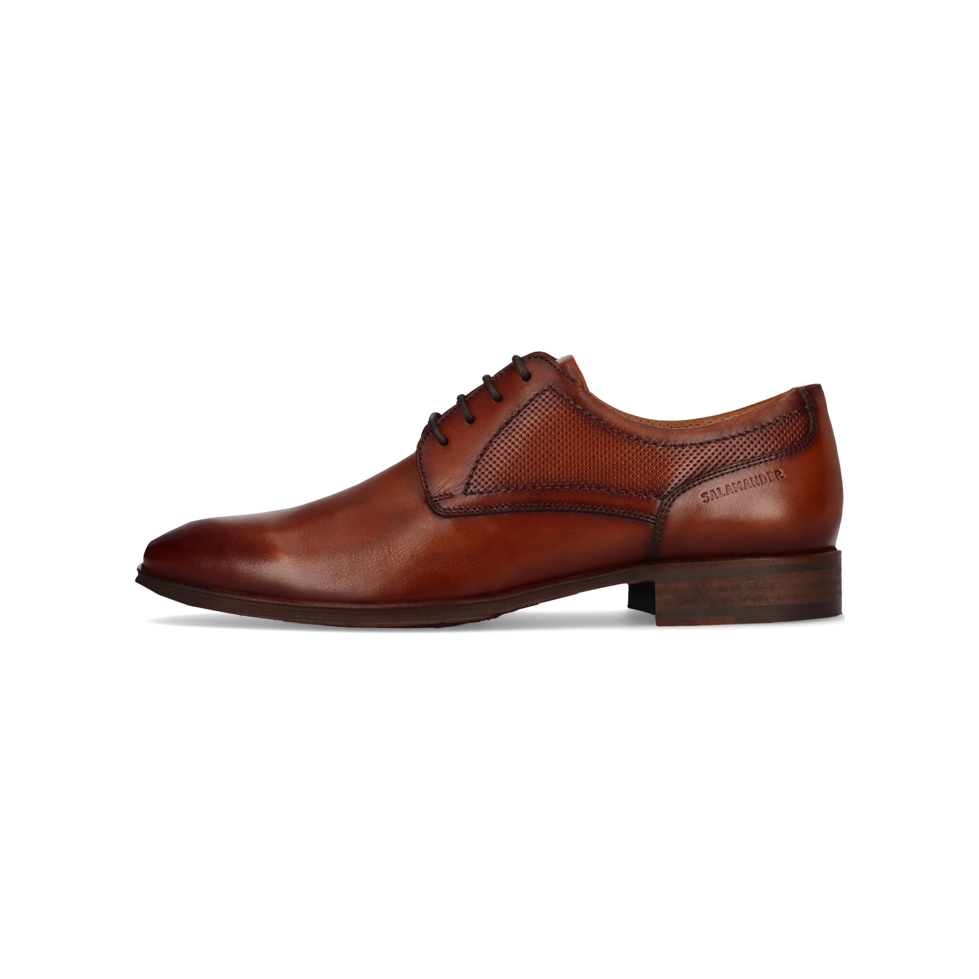 LEATHER LACE-UP SHOES COGNAC