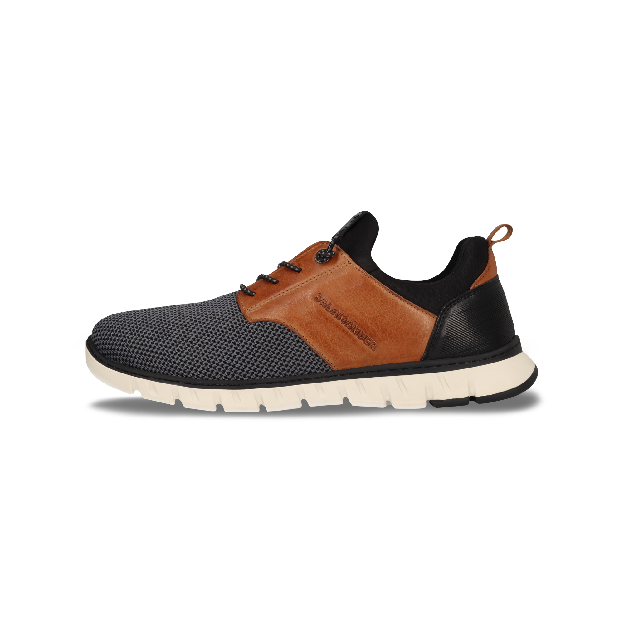 SNEAKER DUNKELGRAU/COGNAC