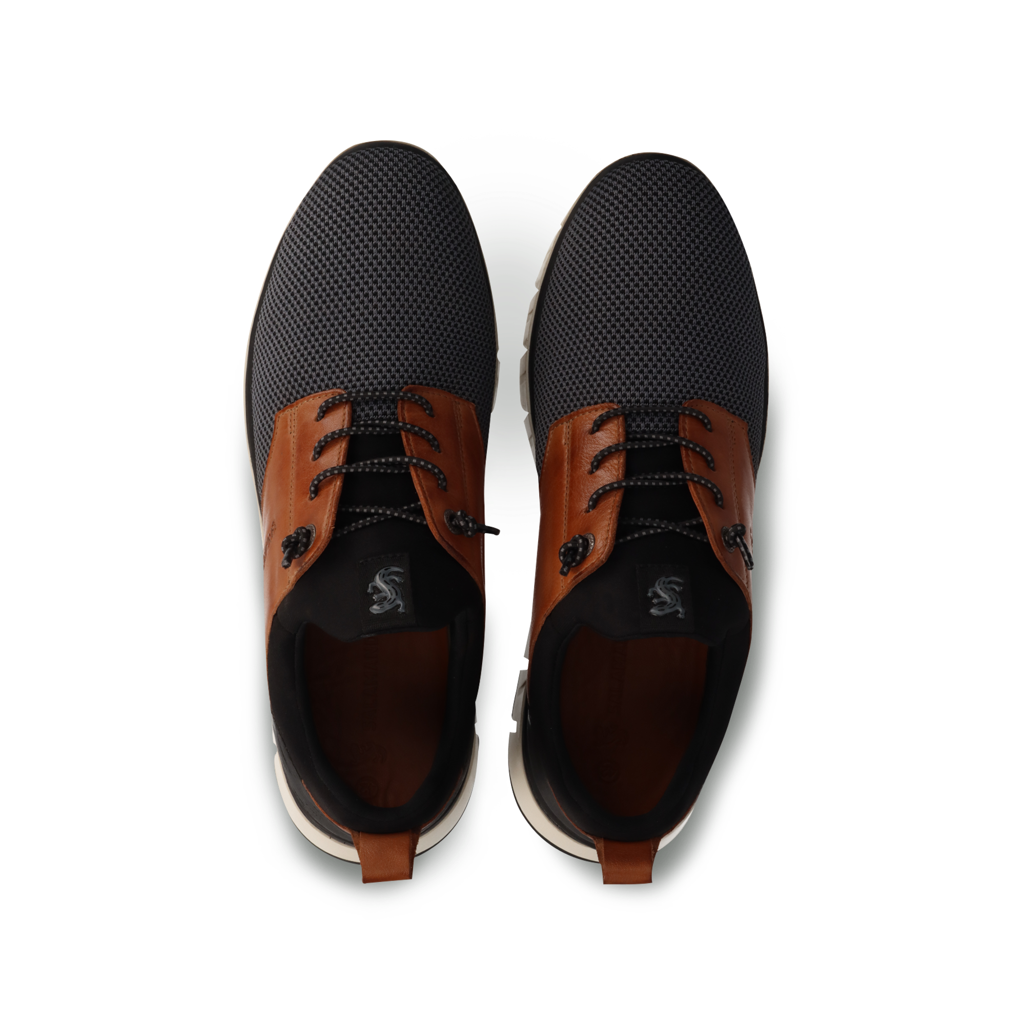 SNEAKER DUNKELGRAU/COGNAC