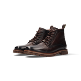 LEDER SCHNÜRSTIEFEL DUNKELBRAUN