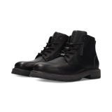 Leder-Schnürstiefel in Schwarz