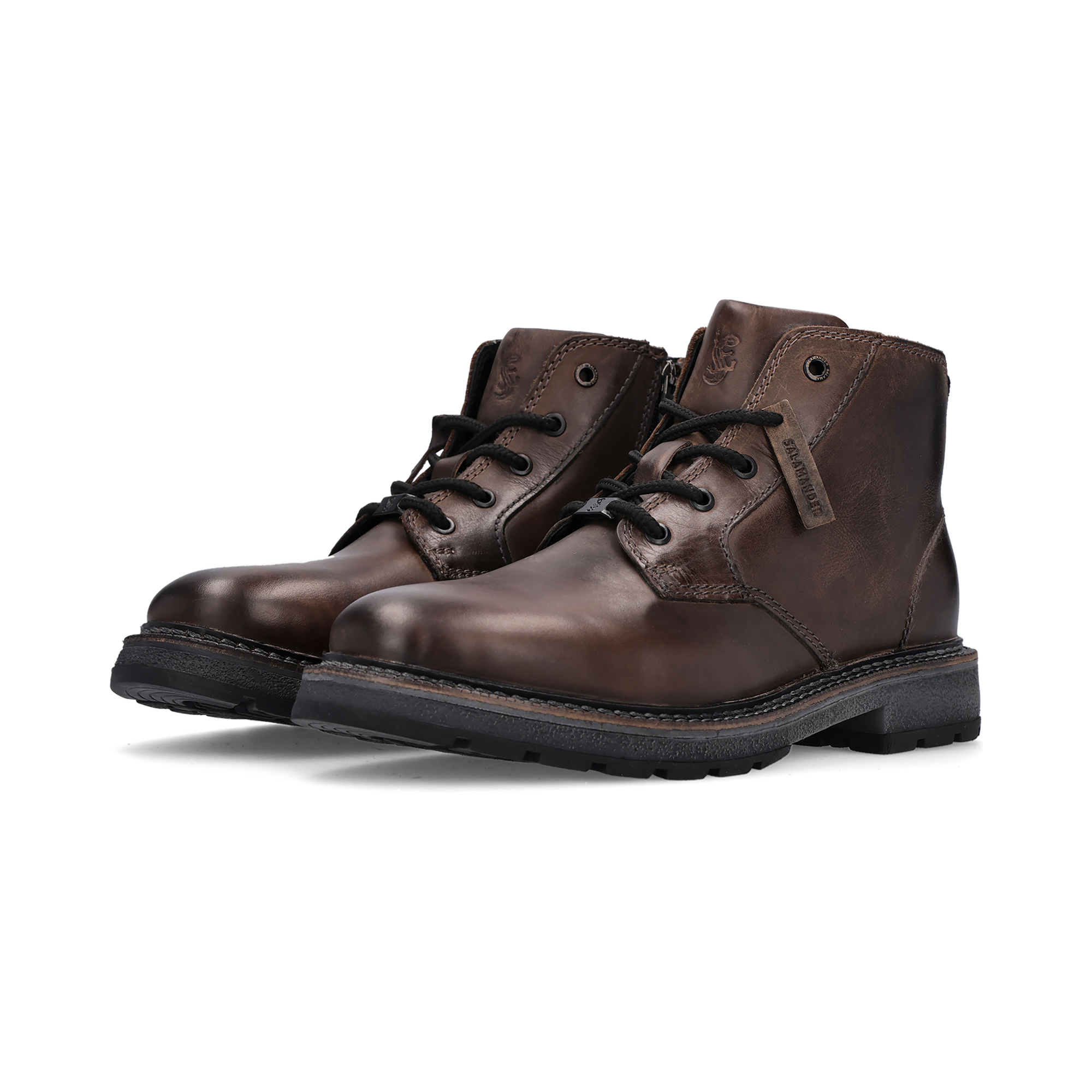 Leder Schnürstiefel dunkelgrau