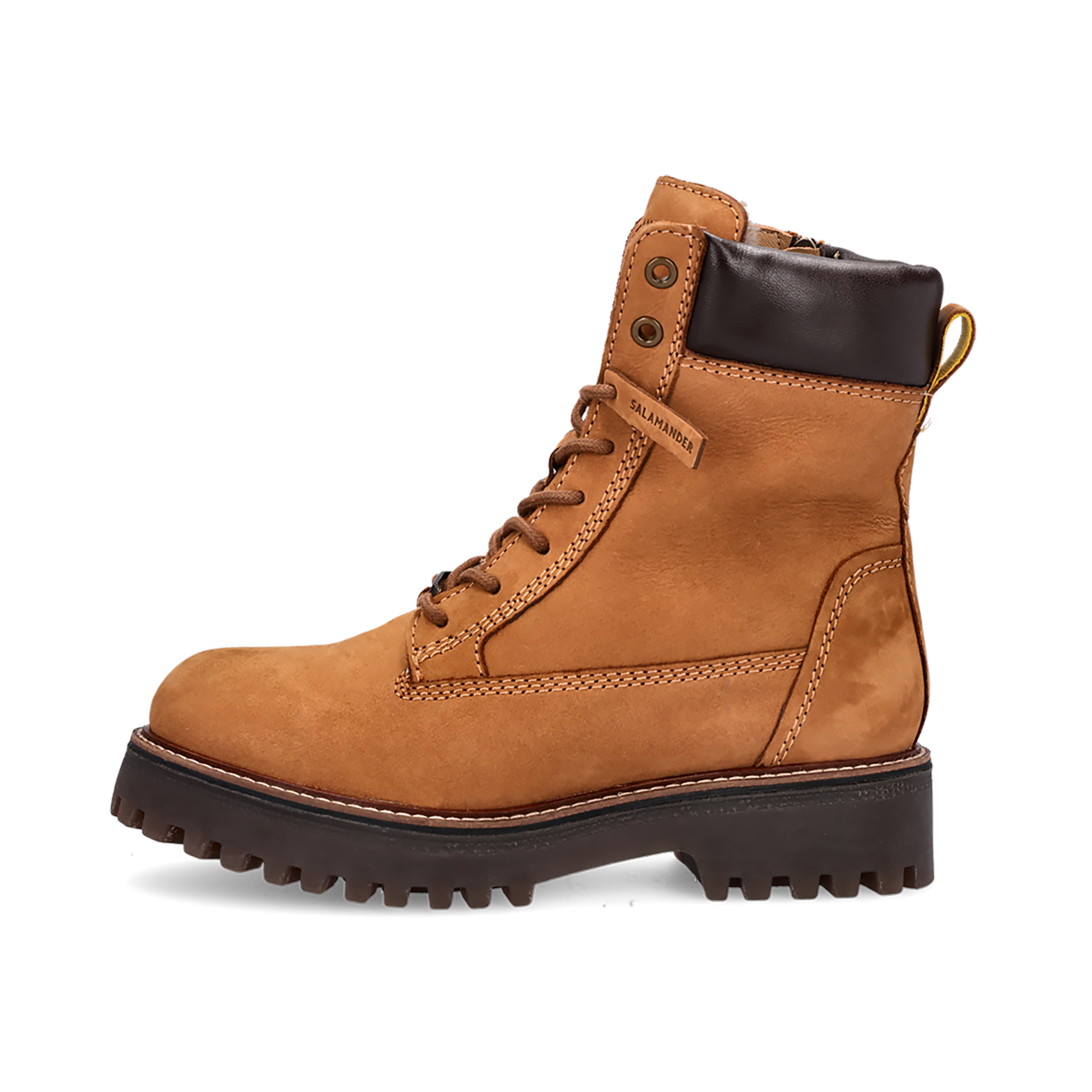 LEDER SCHNÜRSTIEFELETTE COGNAC/DUNKELBRAUN