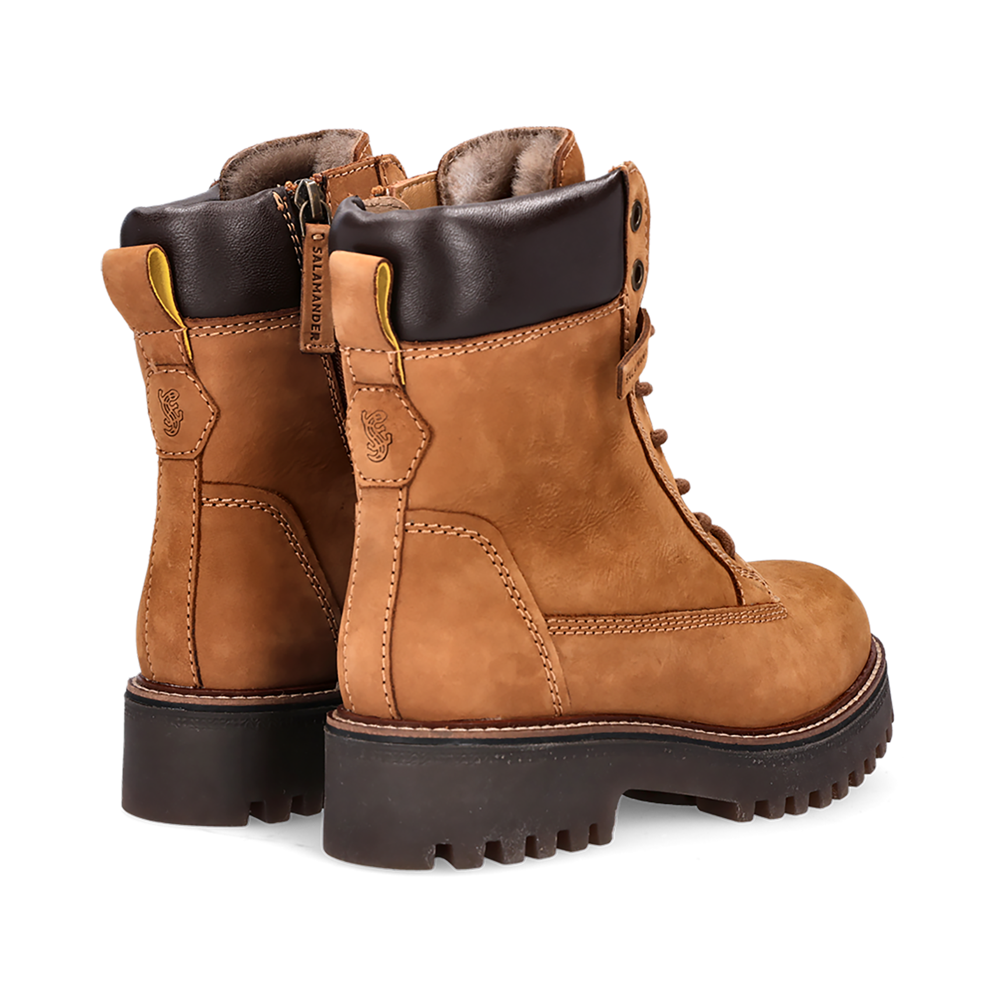 LEDER SCHNÜRSTIEFELETTE COGNAC/DUNKELBRAUN