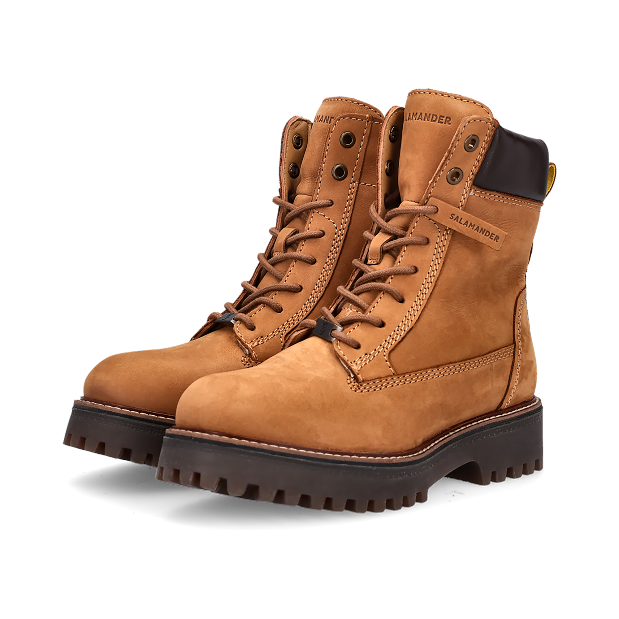 LEDER SCHNÜRSTIEFELETTE COGNAC/DUNKELBRAUN