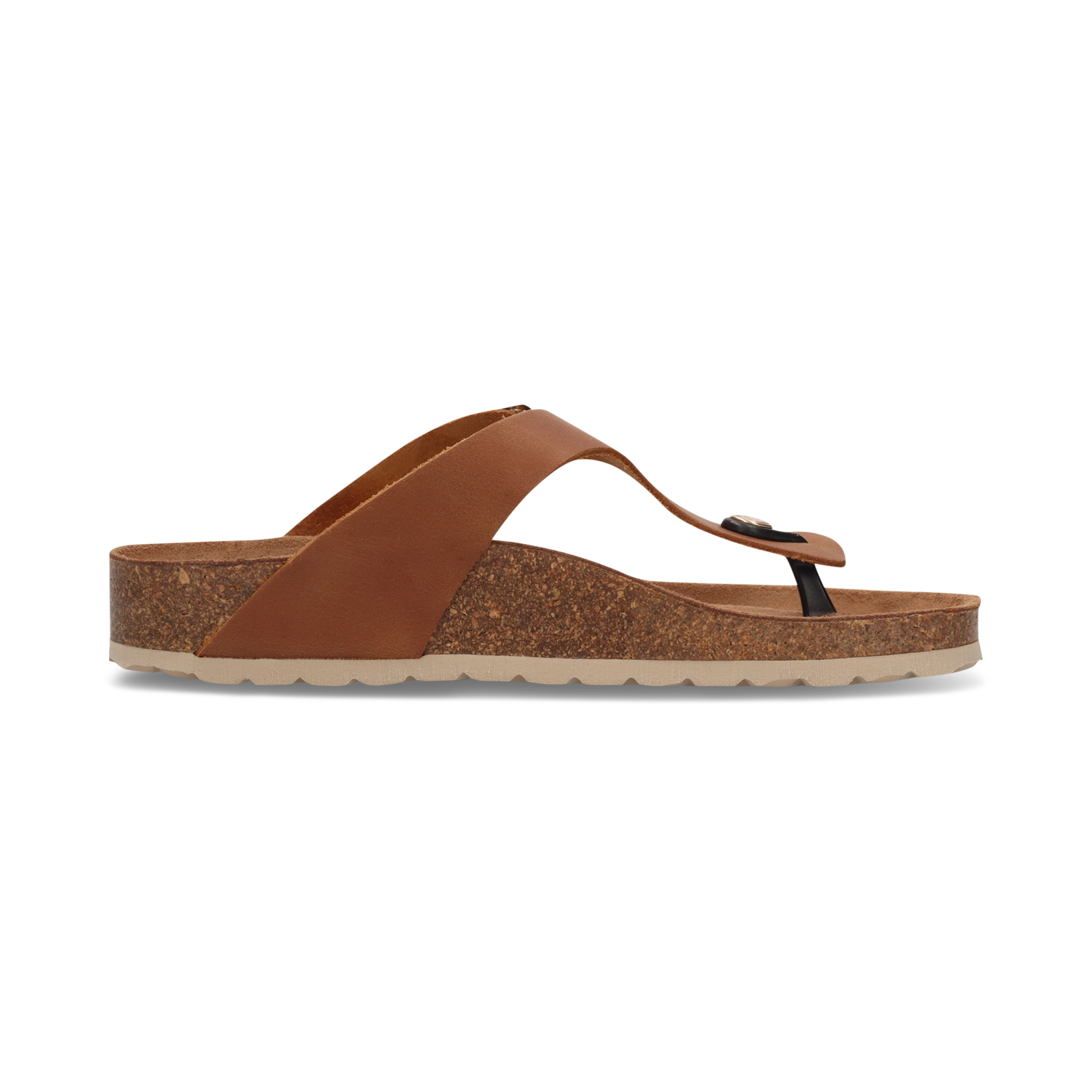 Leather toe post mules cognac