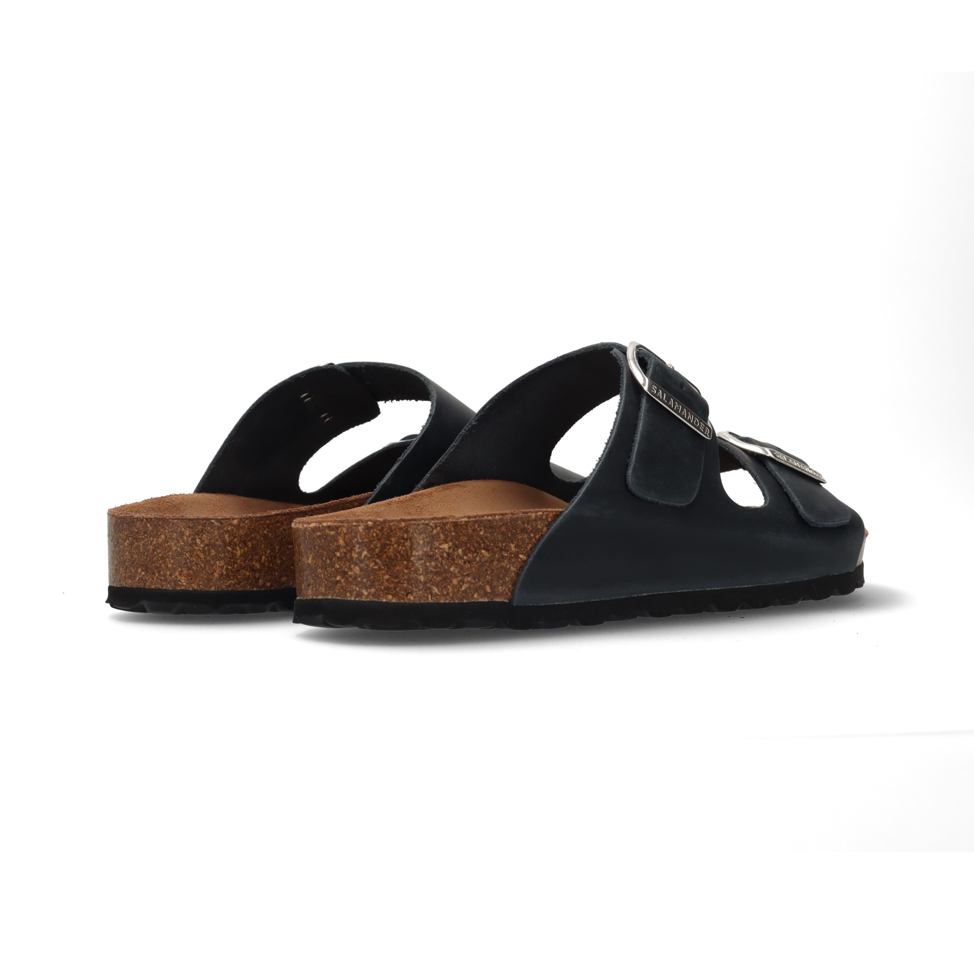 Leather mules dark blue