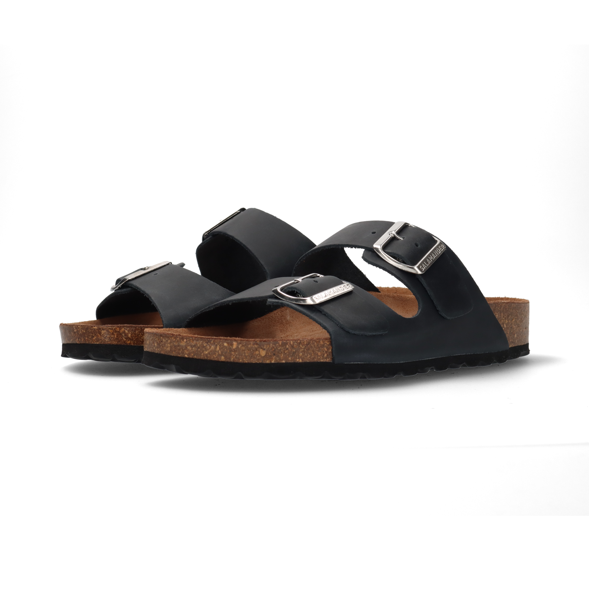 Leather mules dark blue