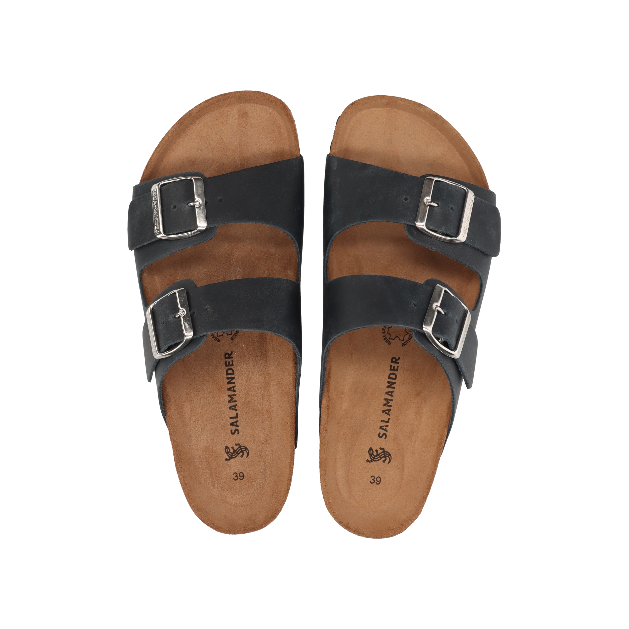 Leather mules dark blue