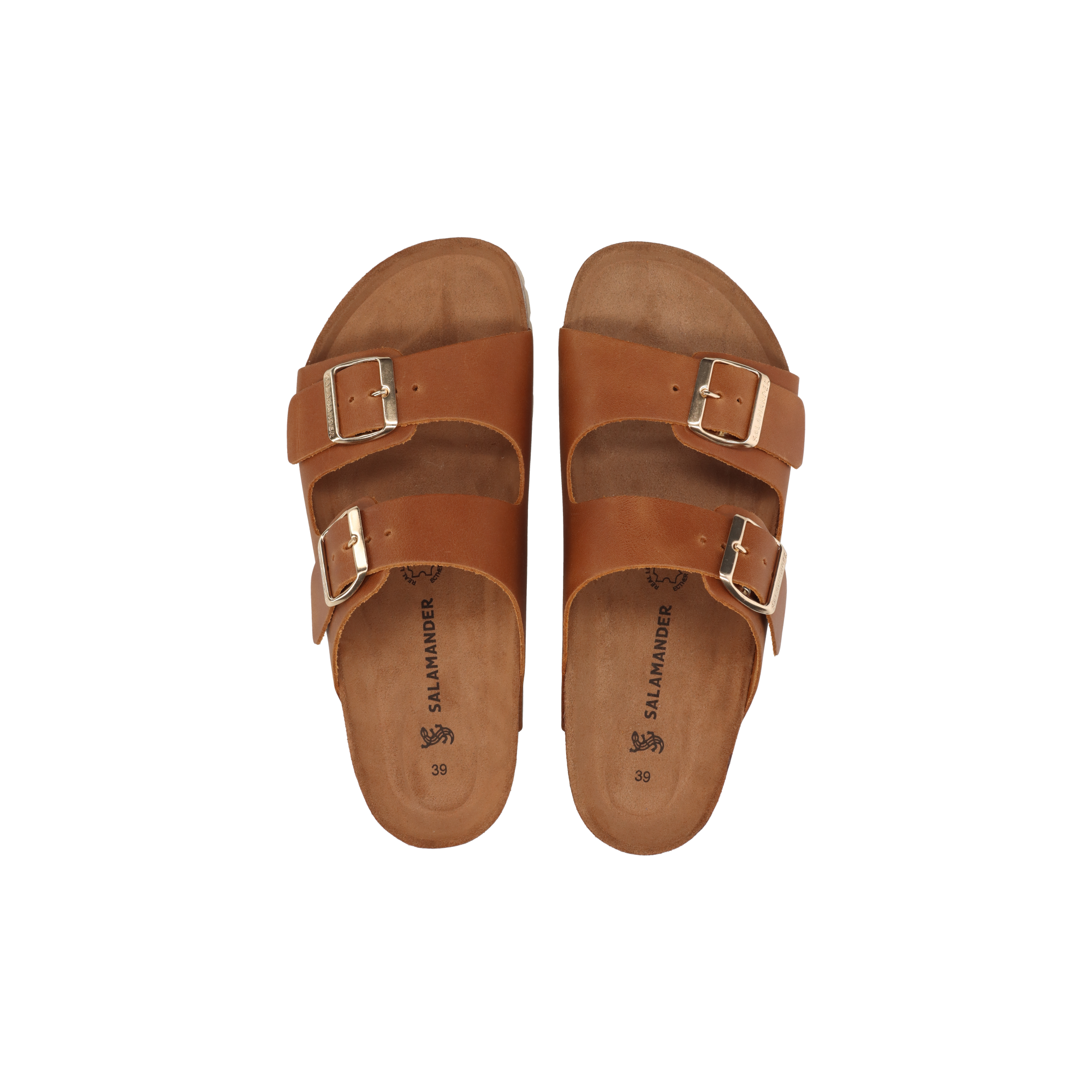 Leder Pantoletten cognac