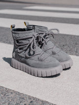 LEDER WINTERSTIEFELETTE GRAU