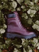 LEDER SCHNÜRSTIEFELETTE BORDEAUX/SCHWARZ