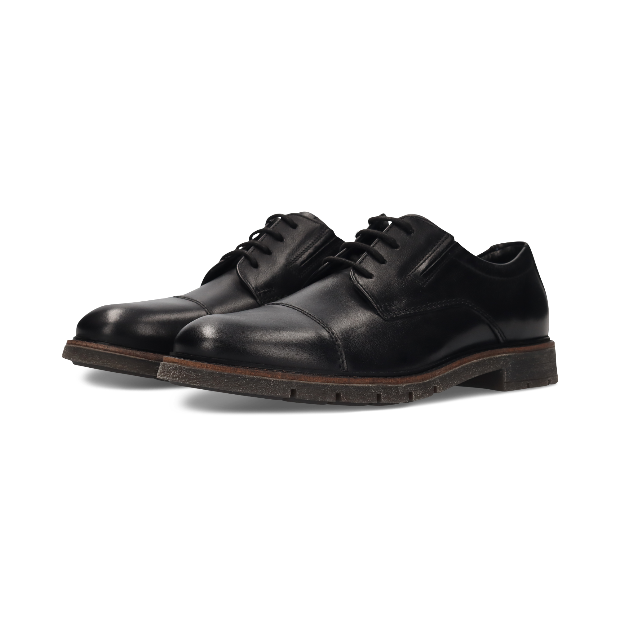 LEATHER LACE-UP SHOES BLACK