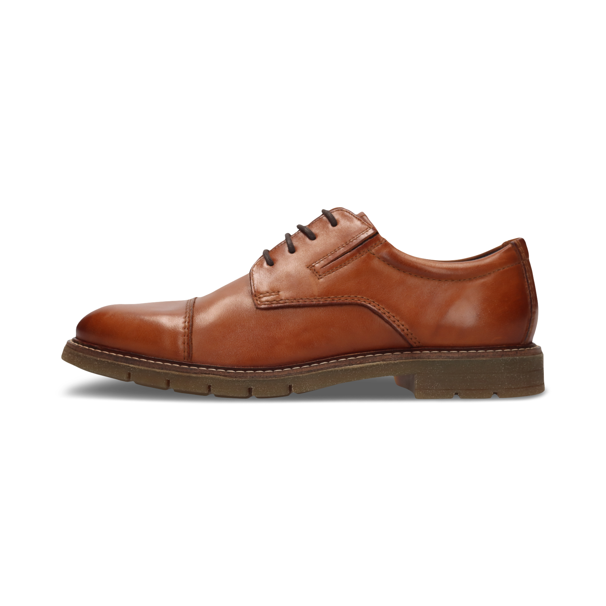 LEATHER LACE-UP SHOES COGNAC