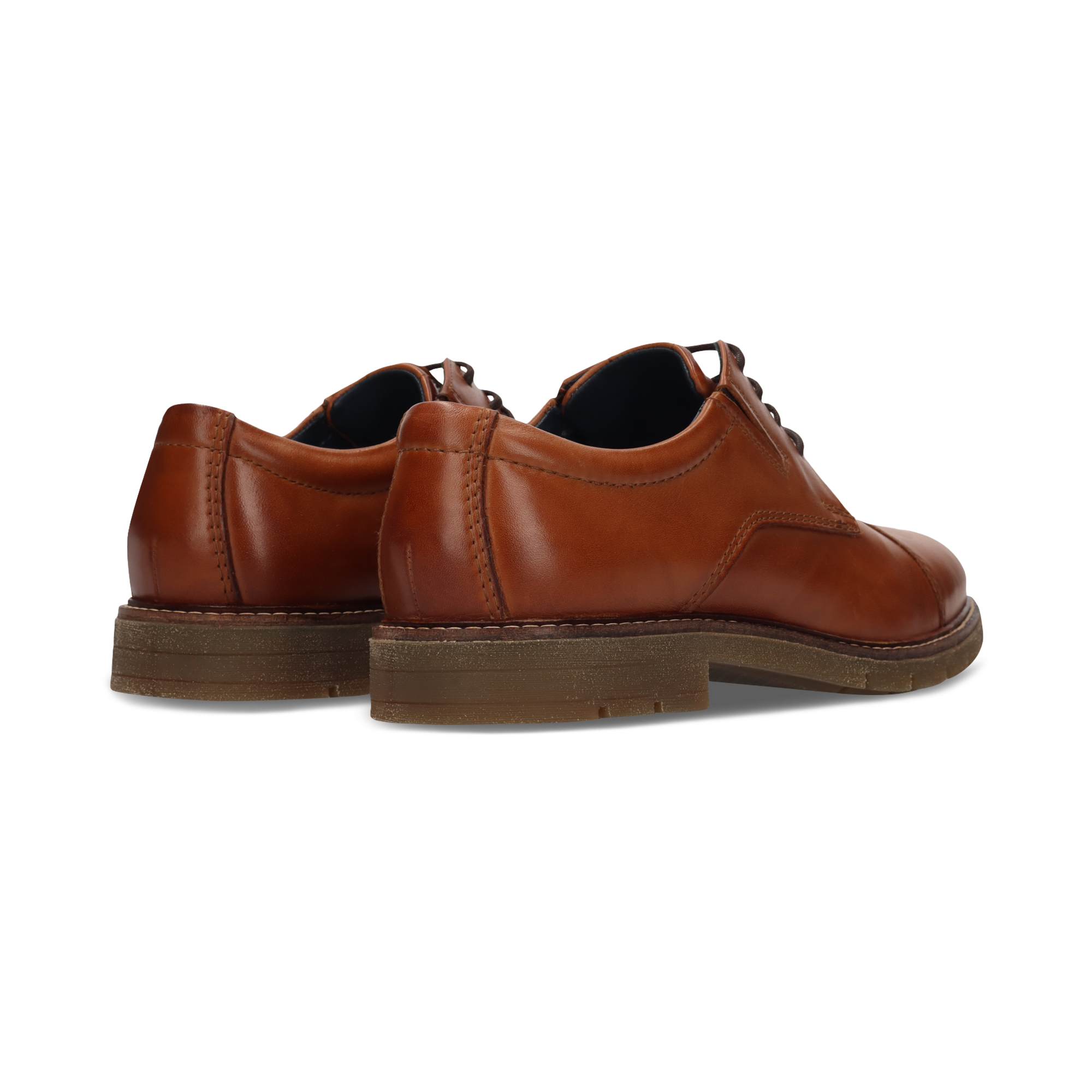 LEATHER LACE-UP SHOES COGNAC