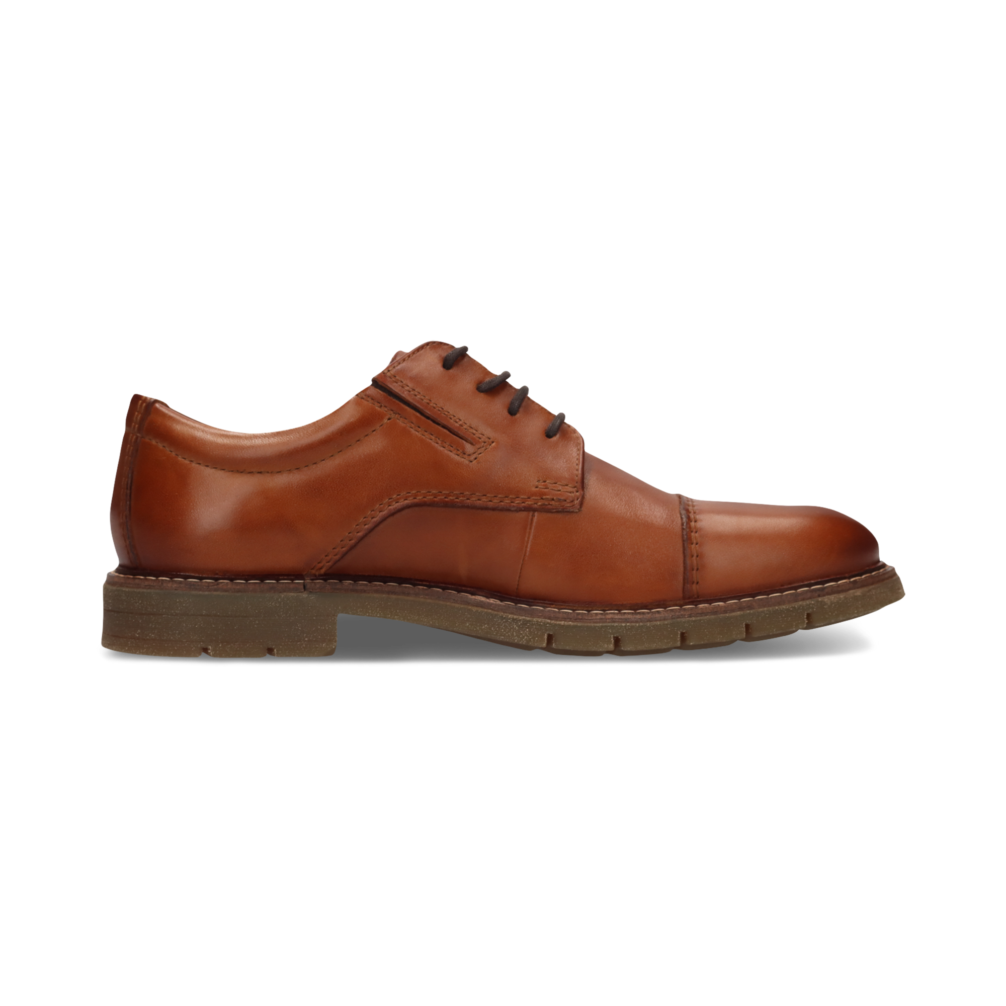 LEATHER LACE-UP SHOES COGNAC
