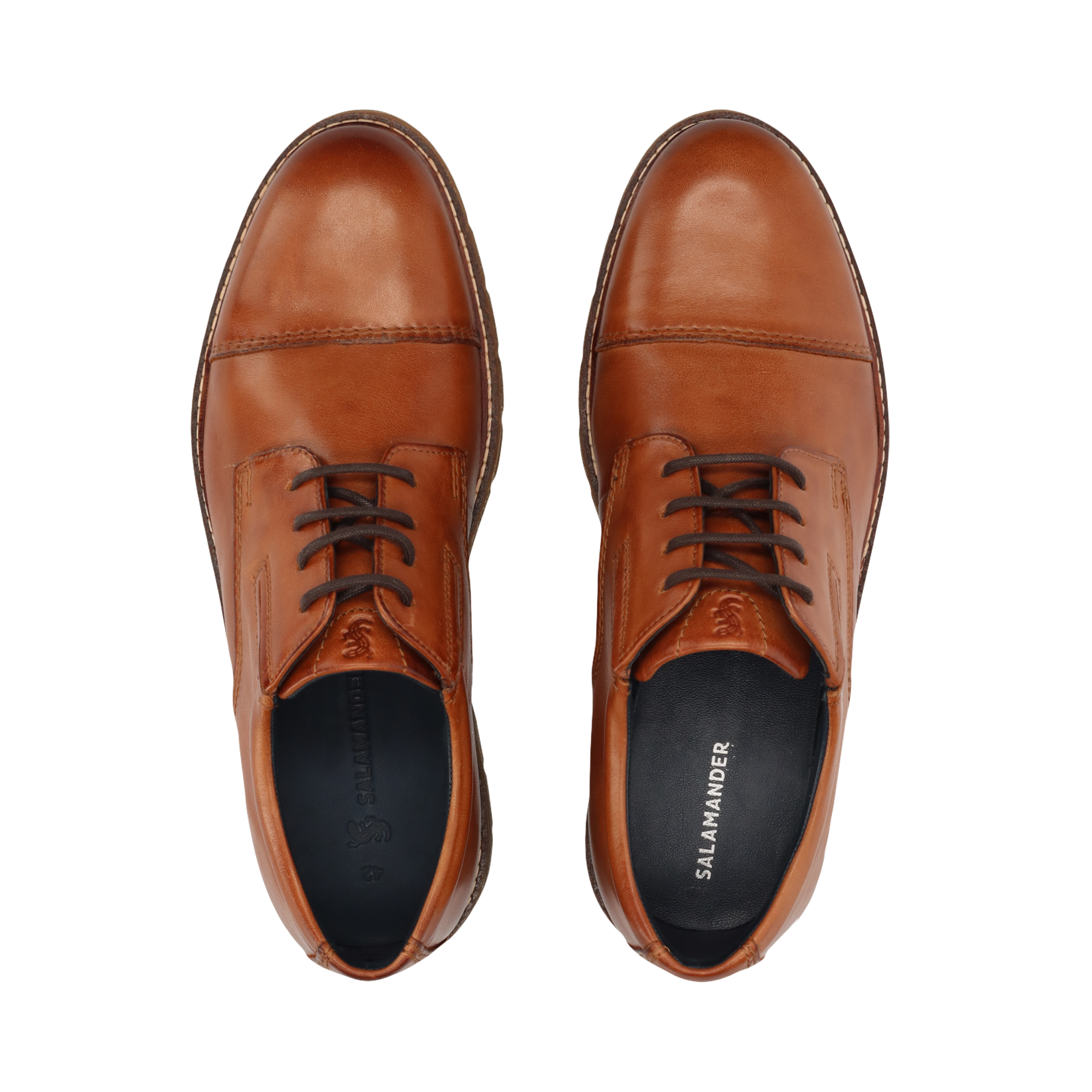 LEATHER LACE-UP SHOES COGNAC