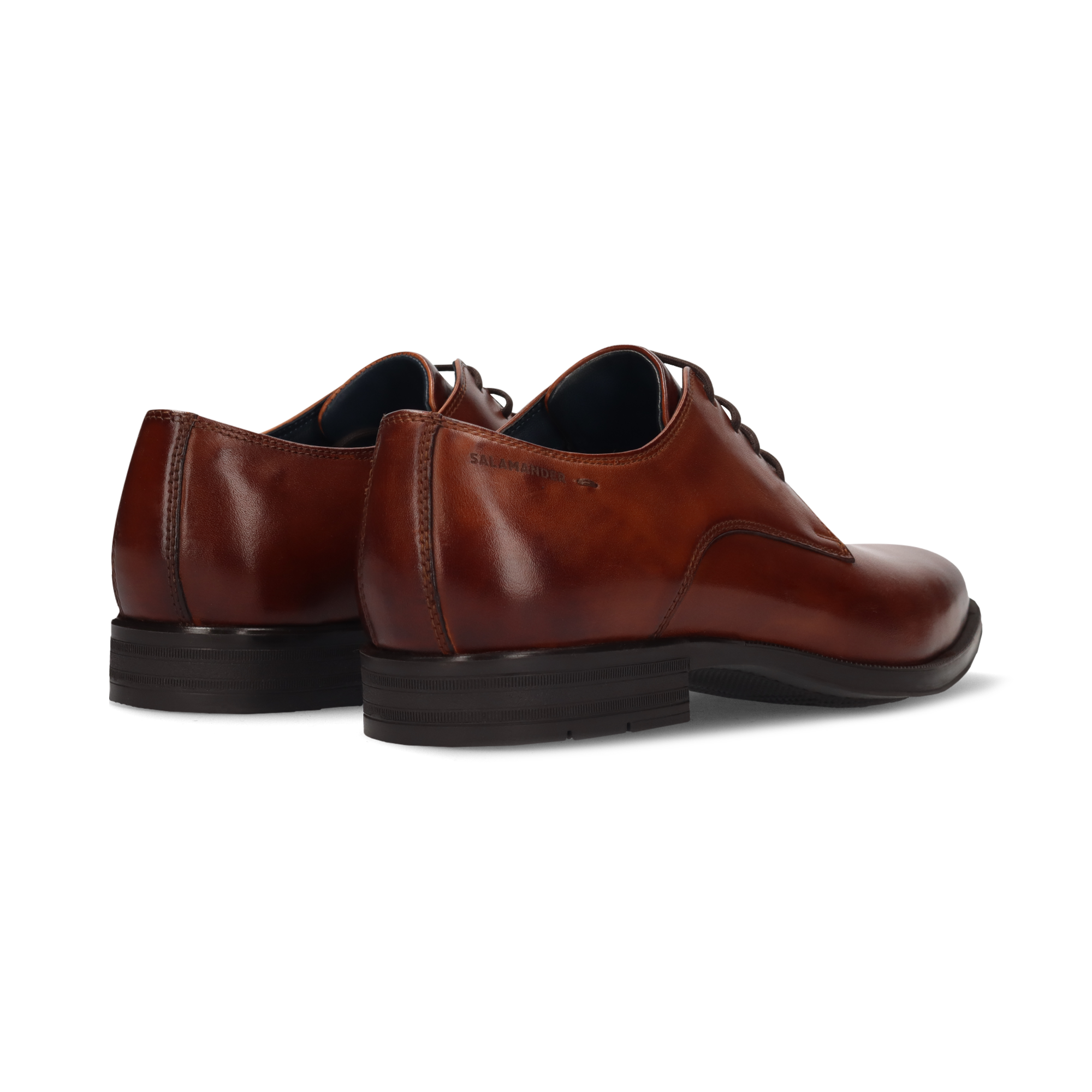 LEATHER LACE-UP SHOES COGNAC
