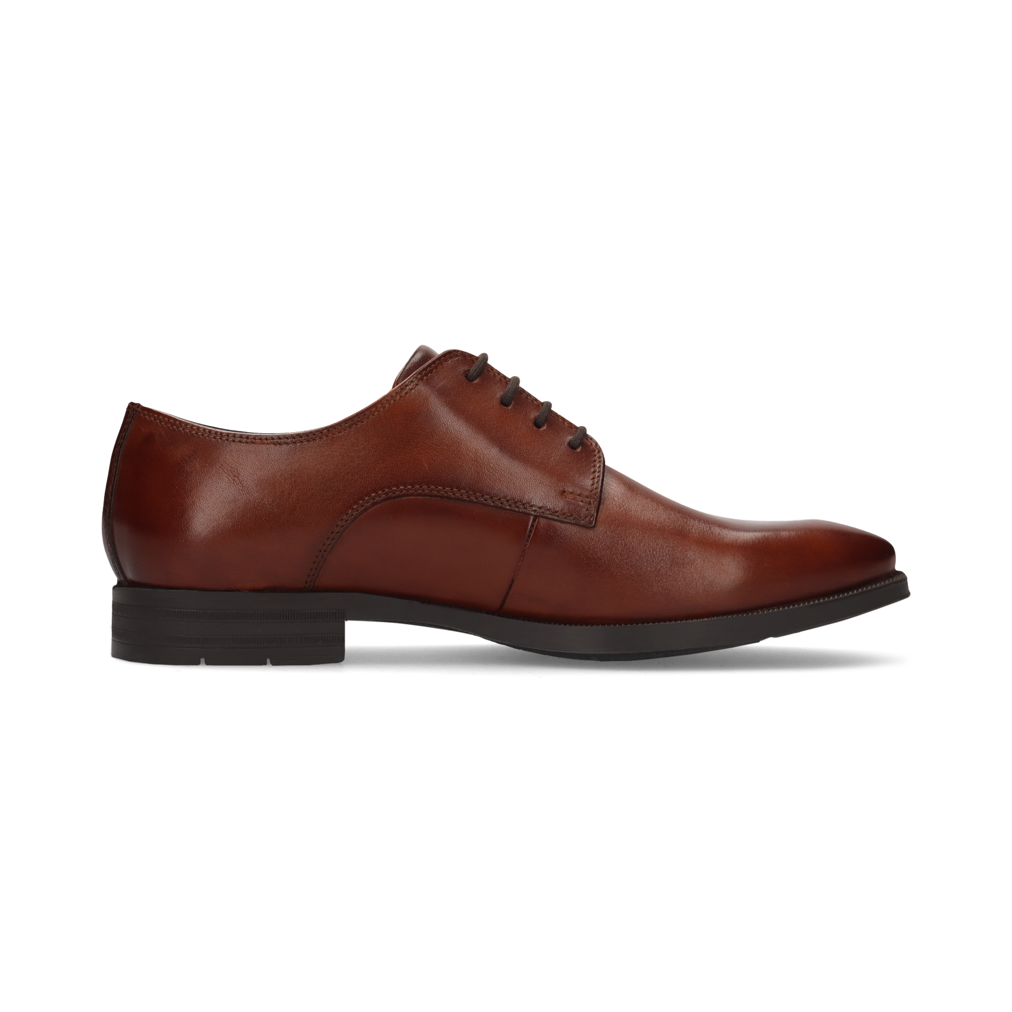 LEATHER LACE-UP SHOES COGNAC