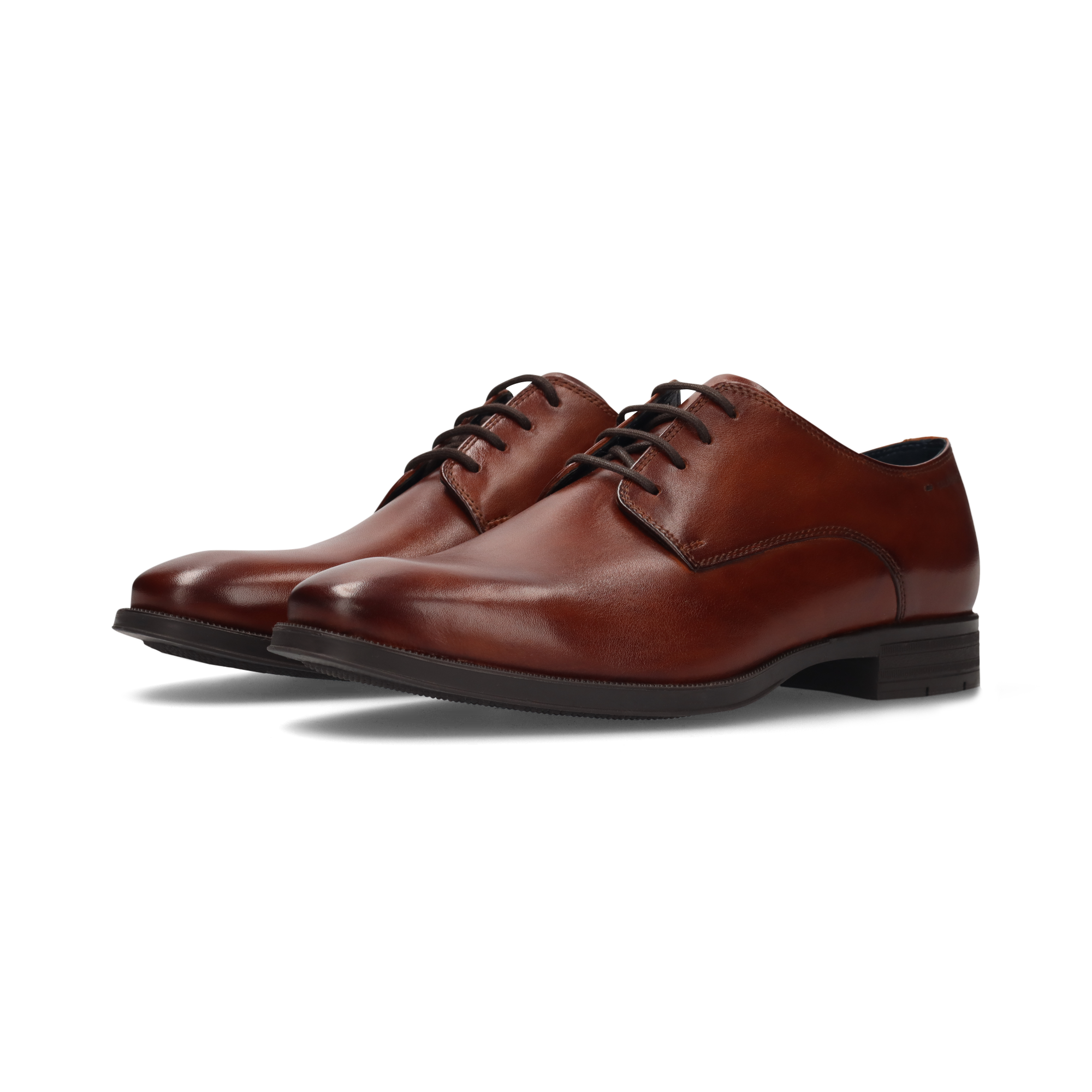 LEATHER LACE-UP SHOES COGNAC
