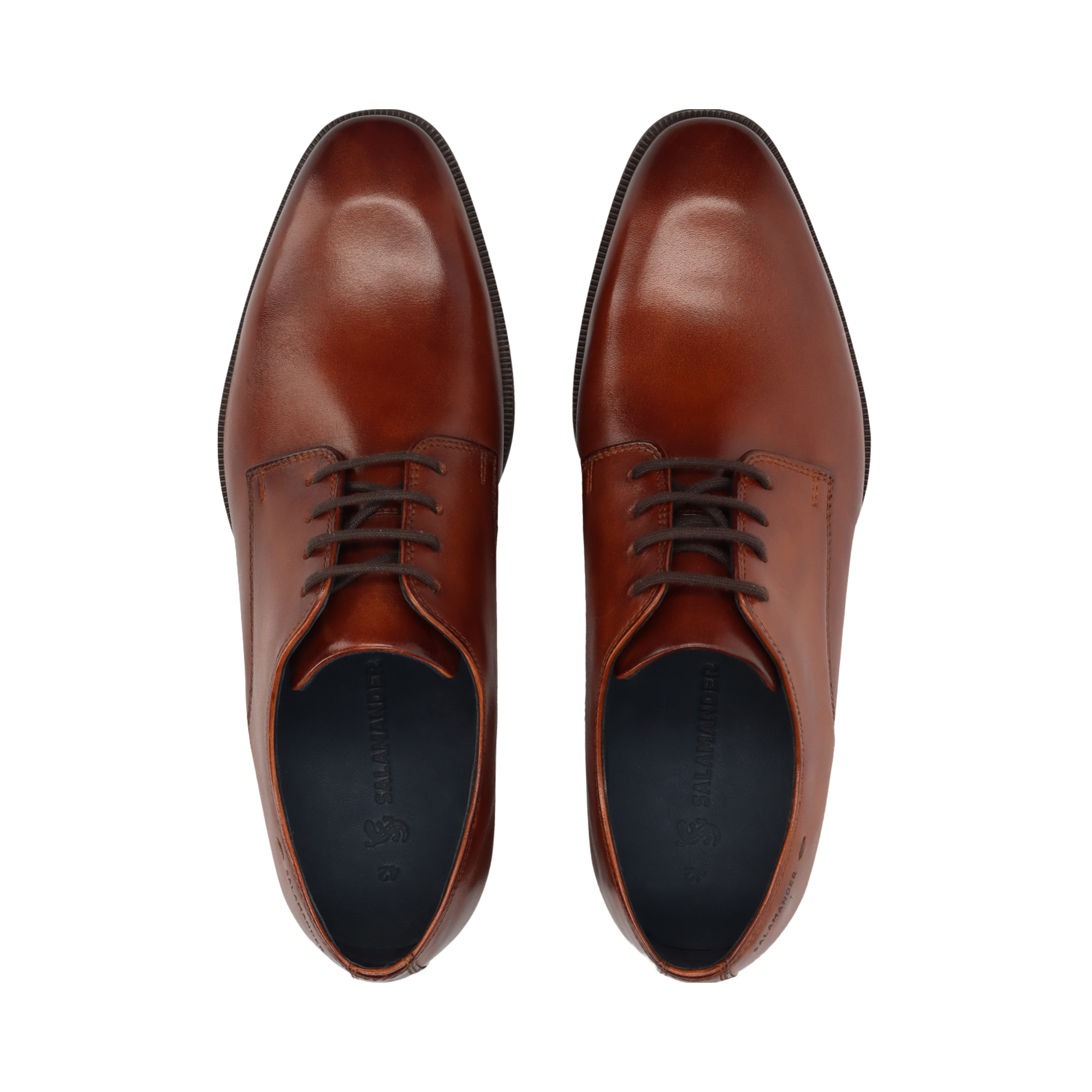LEATHER LACE-UP SHOES COGNAC