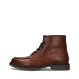 Cognacbraune Schnürstiefel aus Leder mit Zwei-Farben-Effekt
