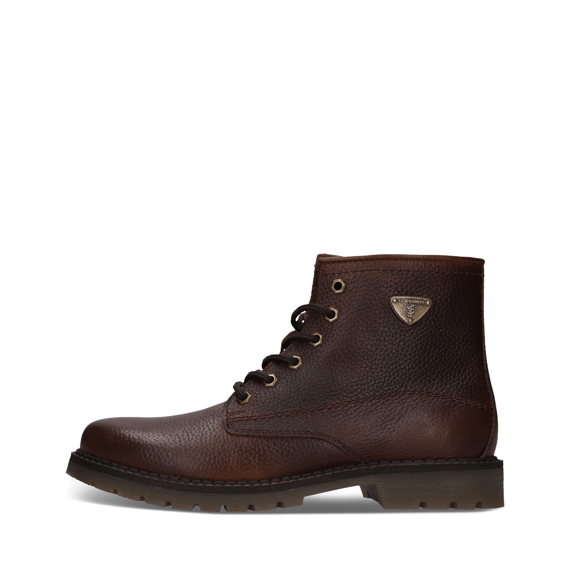Dunkelbraune Schnürstiefel aus Leder mit Zwei-Farben-Effekt