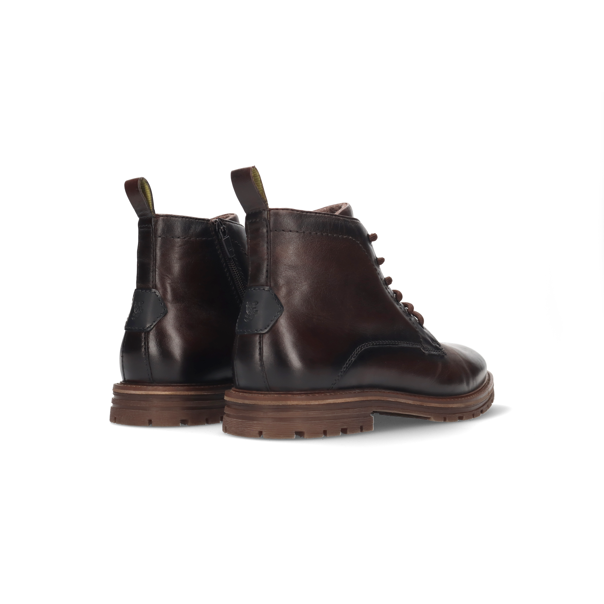 LEDER SCHNÜRSTIEFEL DUNKELBRAUN