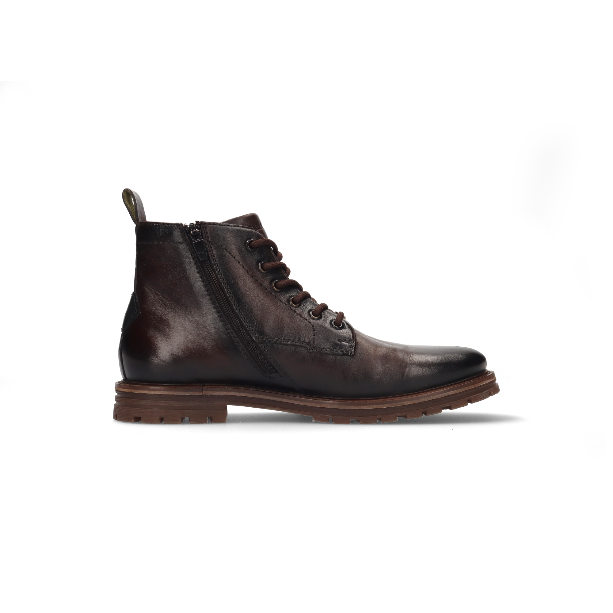 LEDER SCHNÜRSTIEFEL DUNKELBRAUN