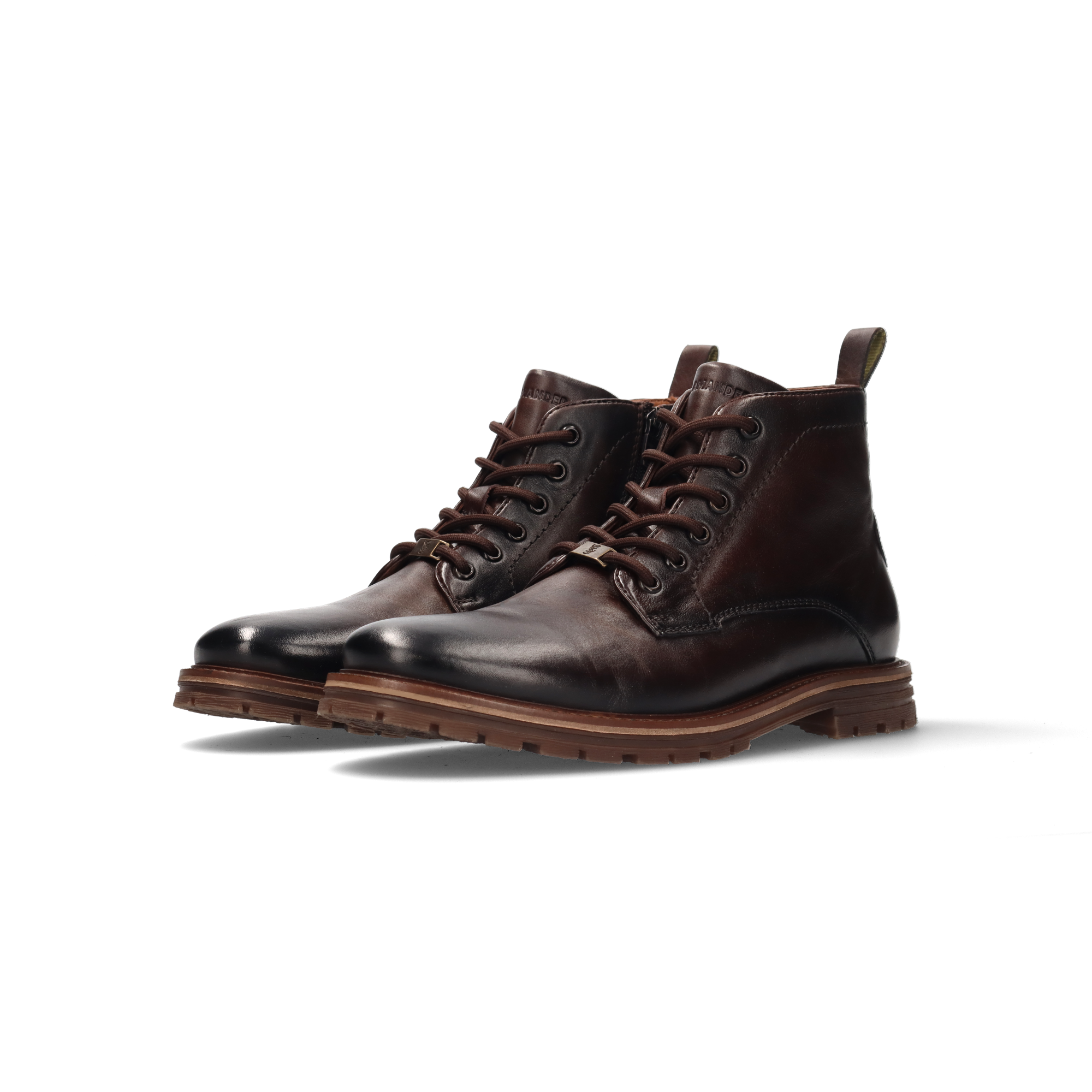 LEDER SCHNÜRSTIEFEL DUNKELBRAUN
