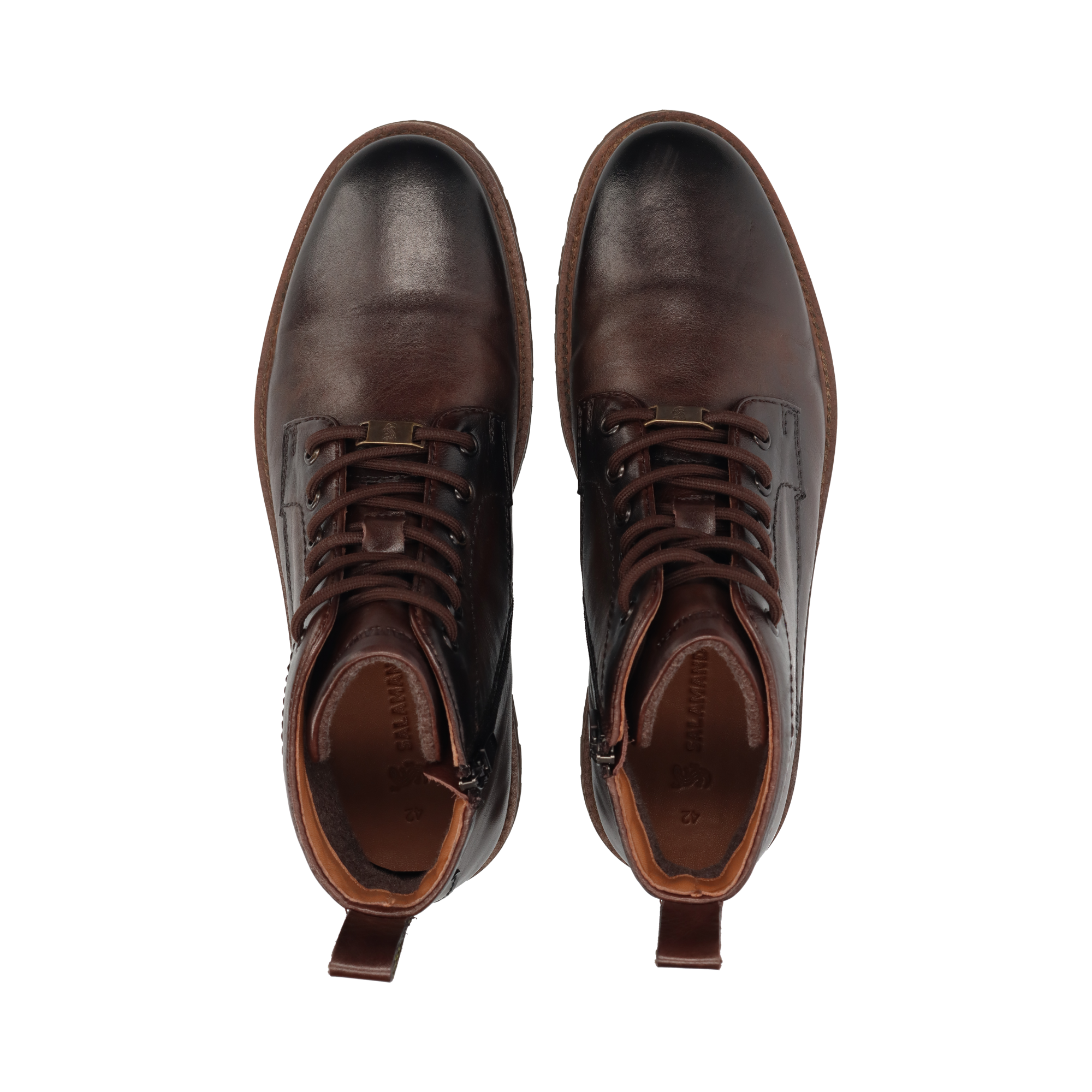 LEDER SCHNÜRSTIEFEL DUNKELBRAUN