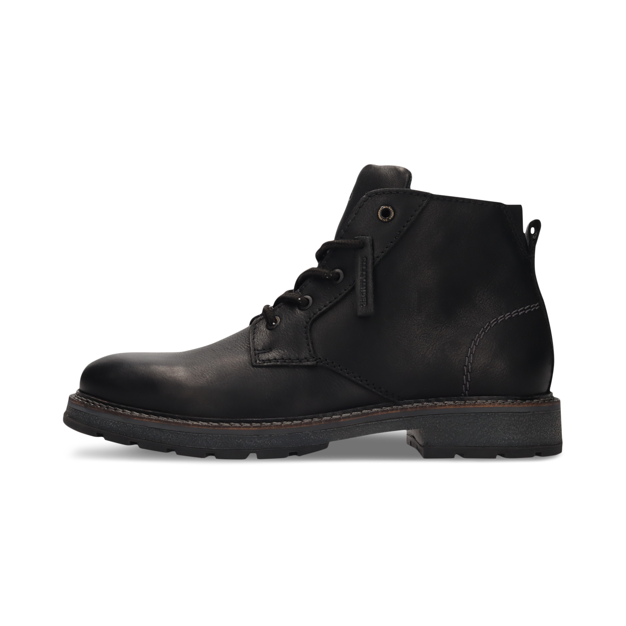 Leder-Schnürstiefel in Schwarz
