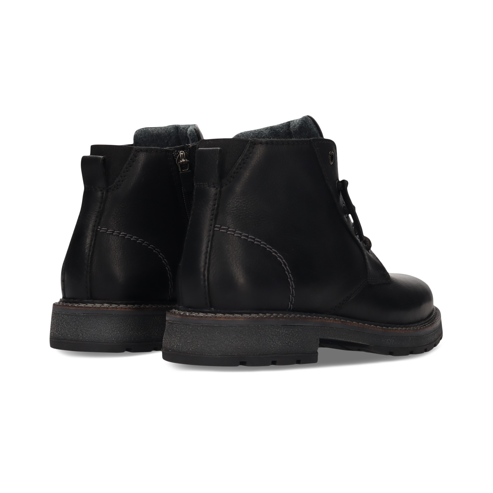 Leder-Schnürstiefel in Schwarz
