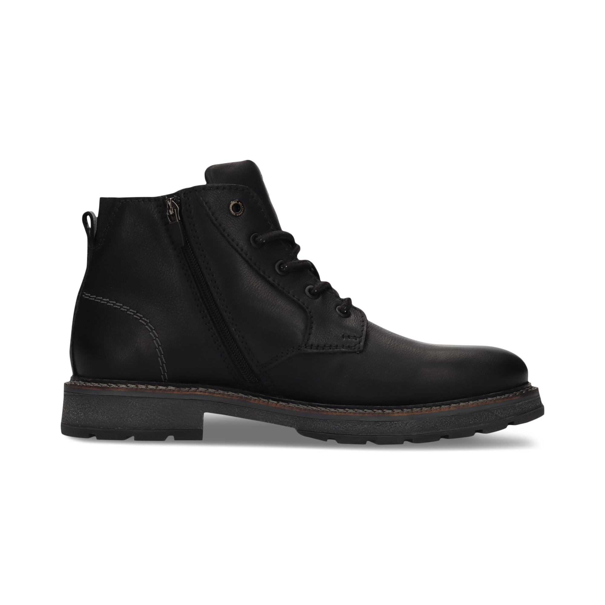Leder-Schnürstiefel in Schwarz