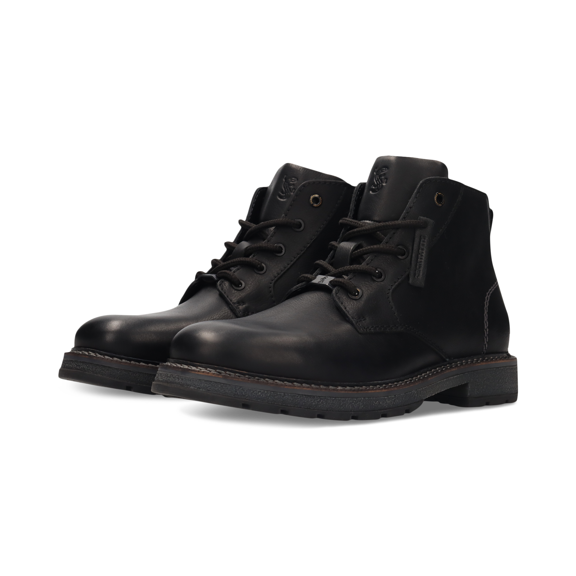 Leder-Schnürstiefel in Schwarz
