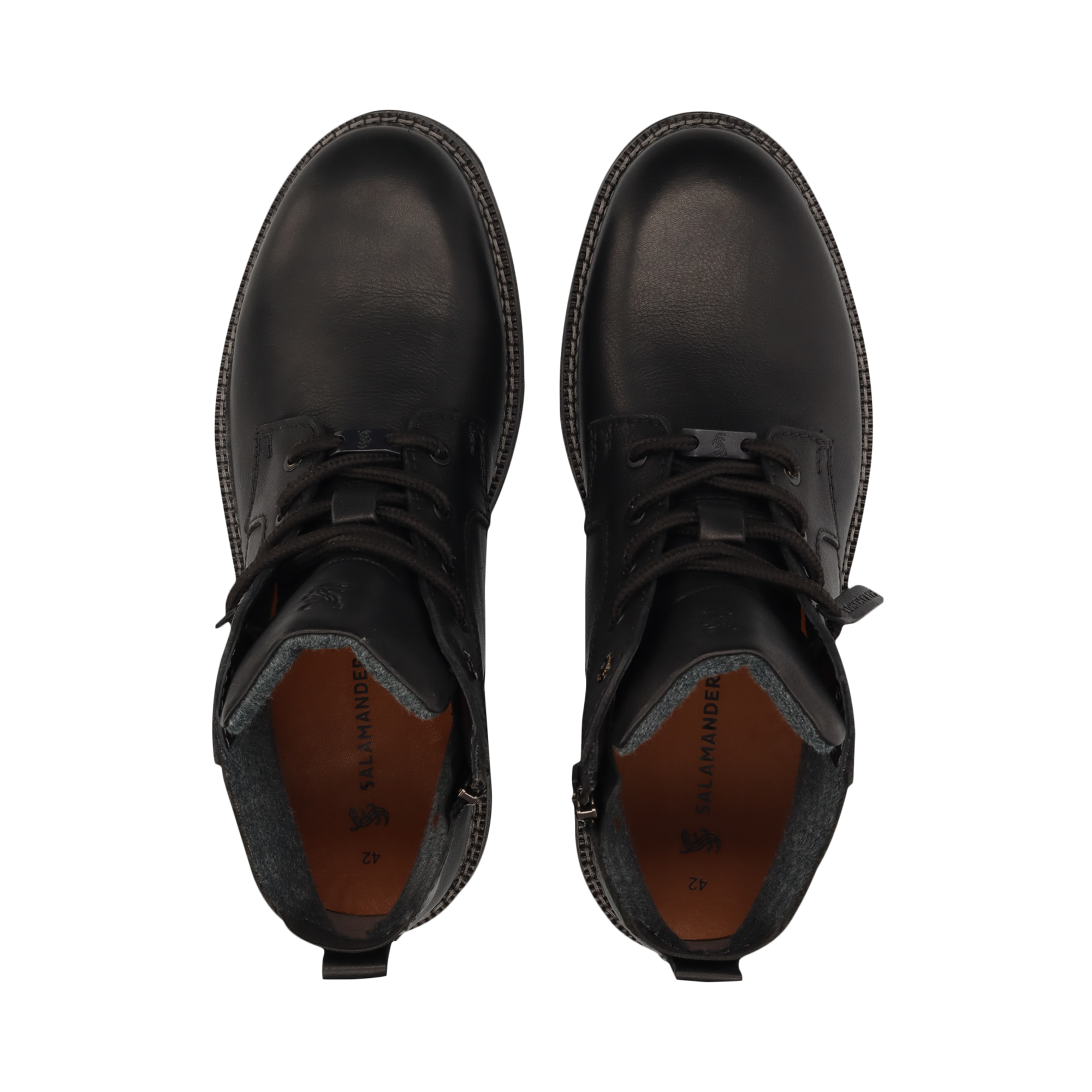 Leder-Schnürstiefel in Schwarz