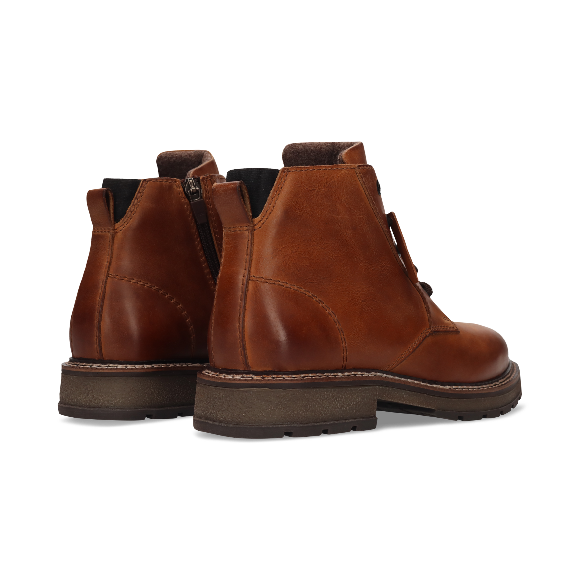 Leder-Schnürstiefel in Braun