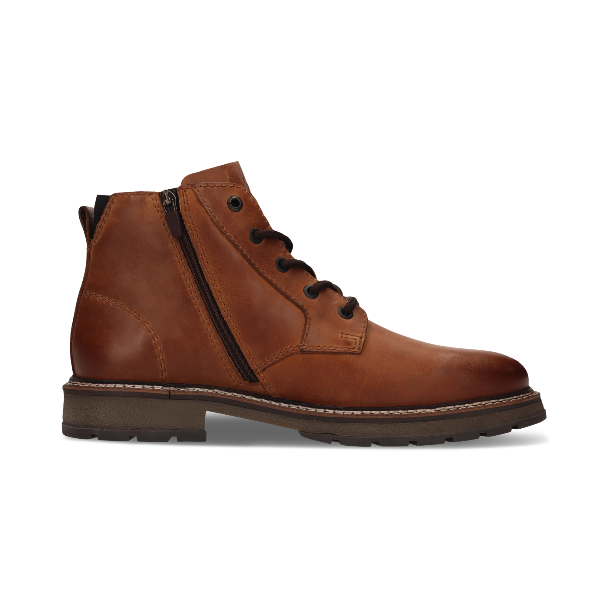 Leder-Schnürstiefel in Braun