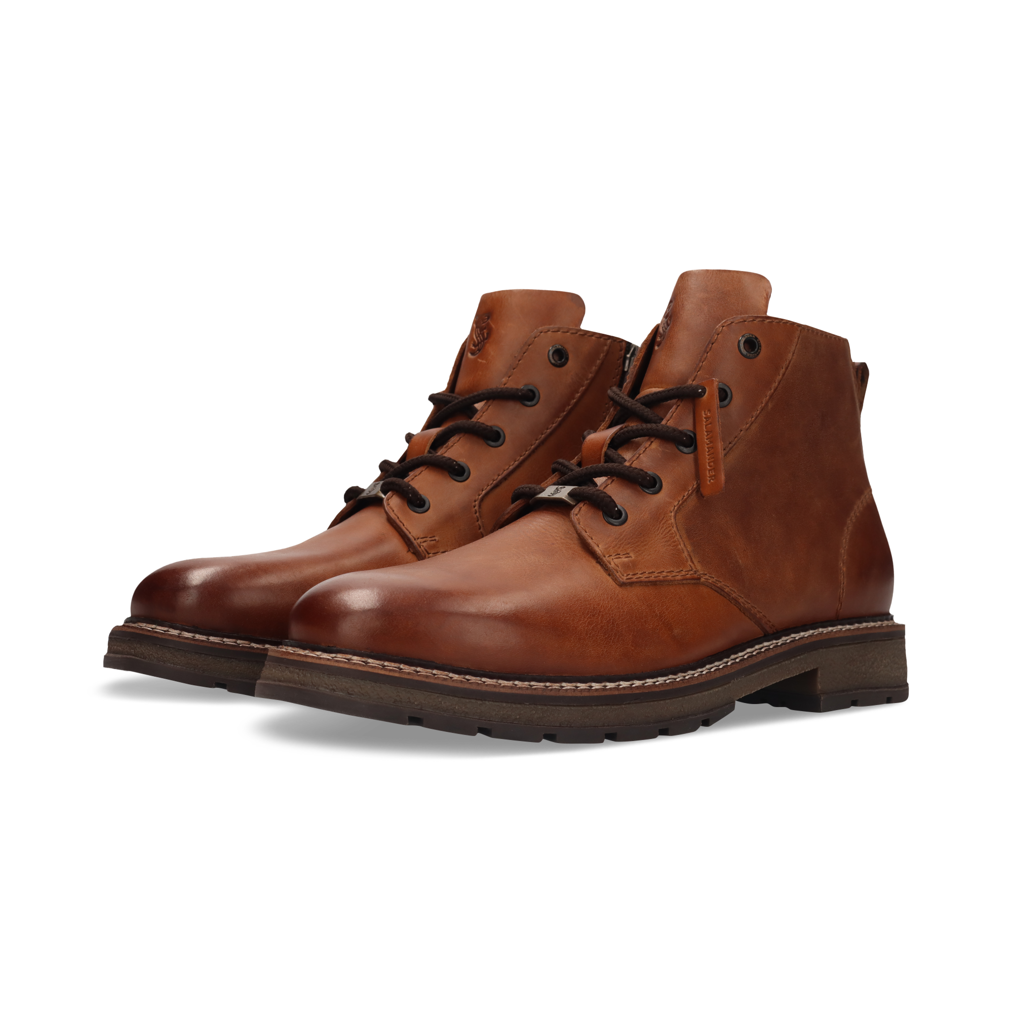 Leder-Schnürstiefel in Braun