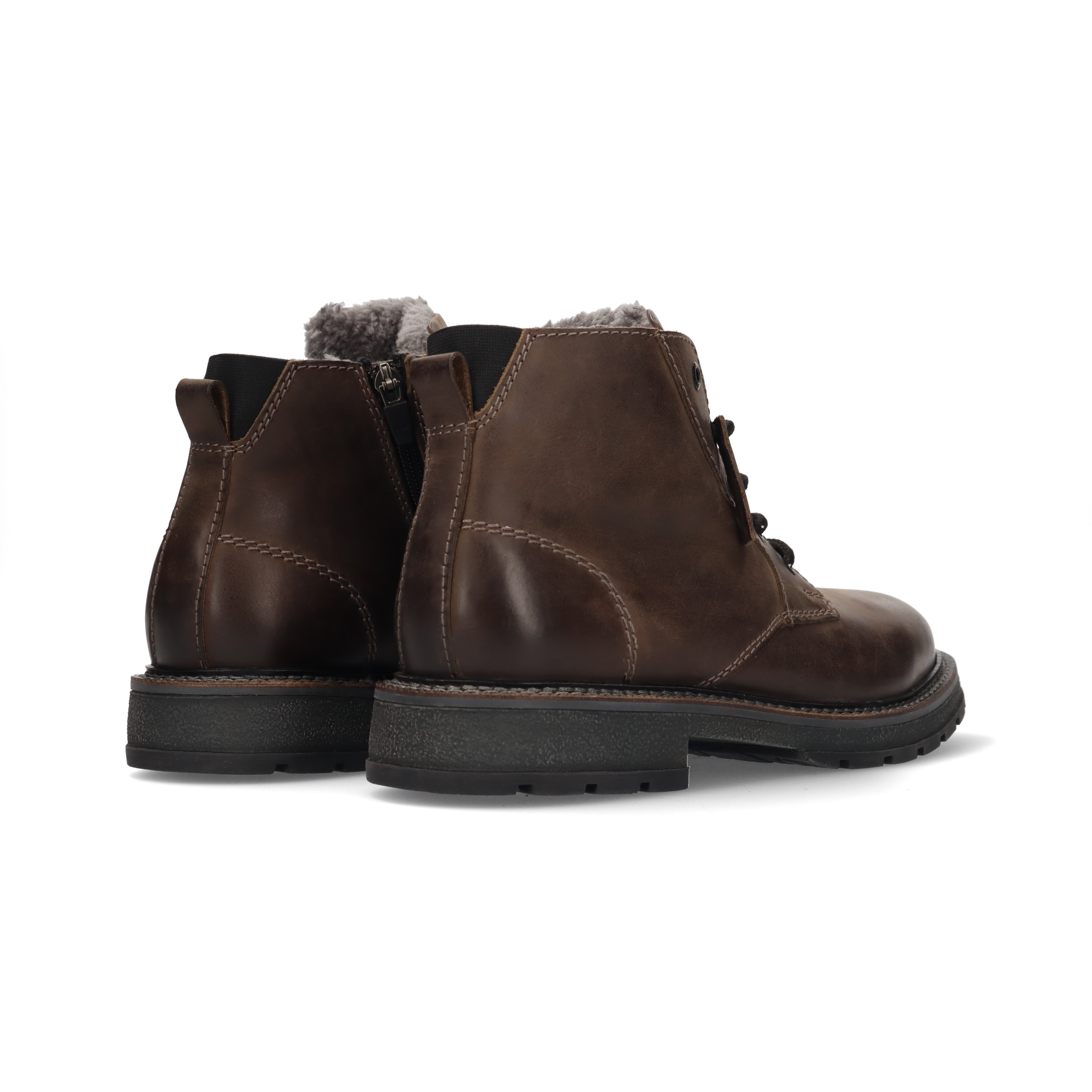 Nubukleder-Schnürstiefel in Grau