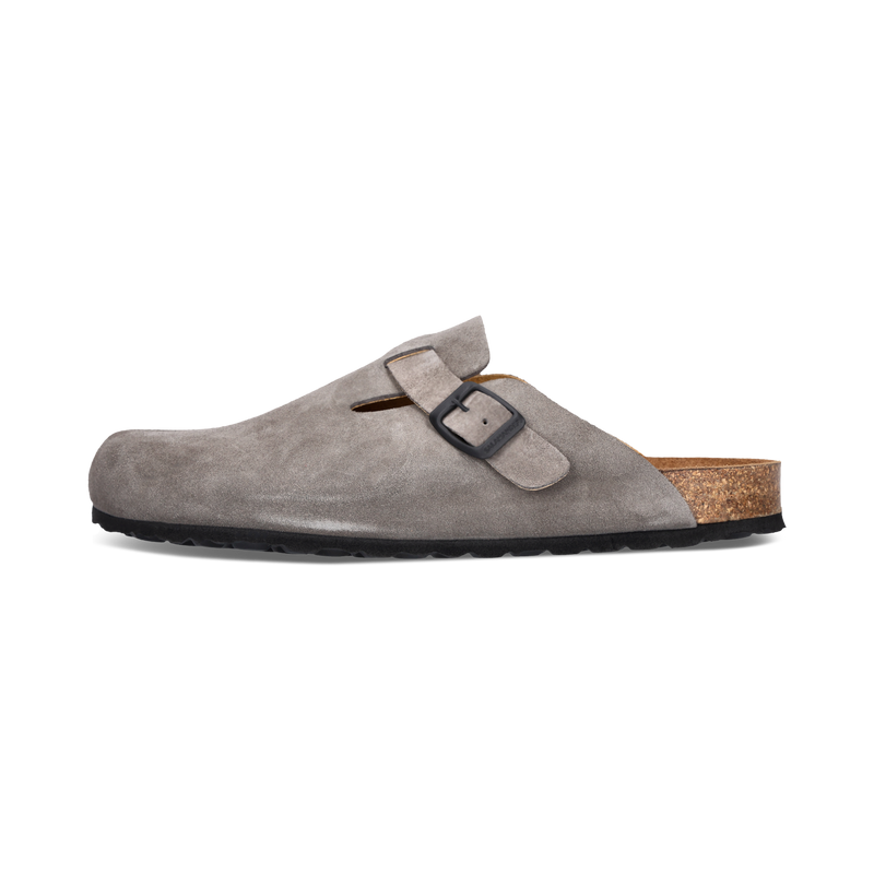 Leder Pantoletten Grau