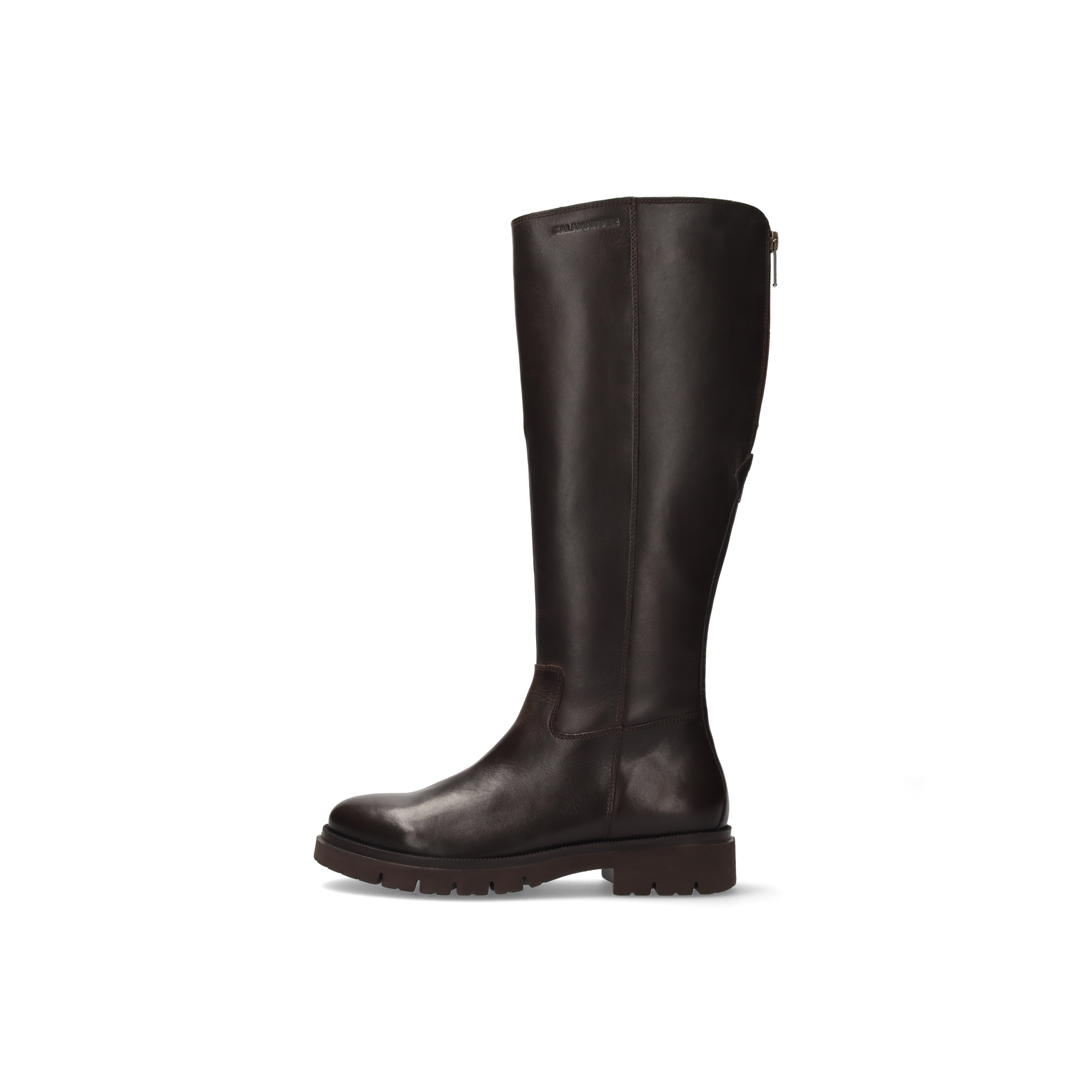 LEATHER KNEE-HIGH BOOTS DARK BROWN