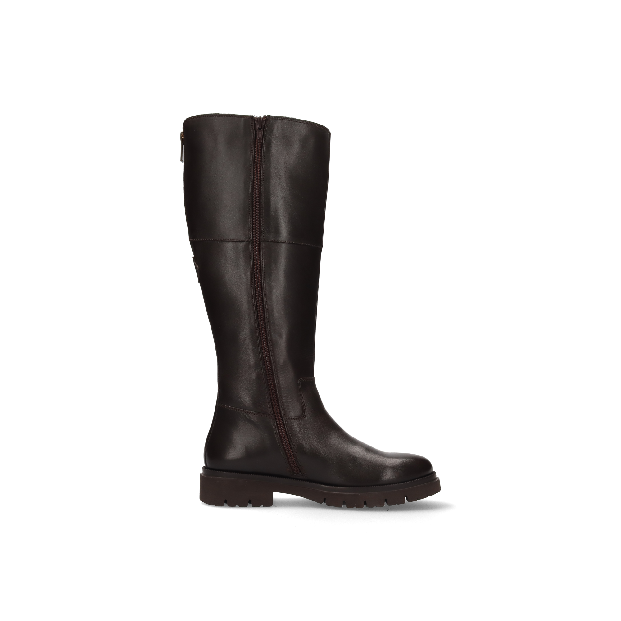 LEATHER KNEE-HIGH BOOTS DARK BROWN