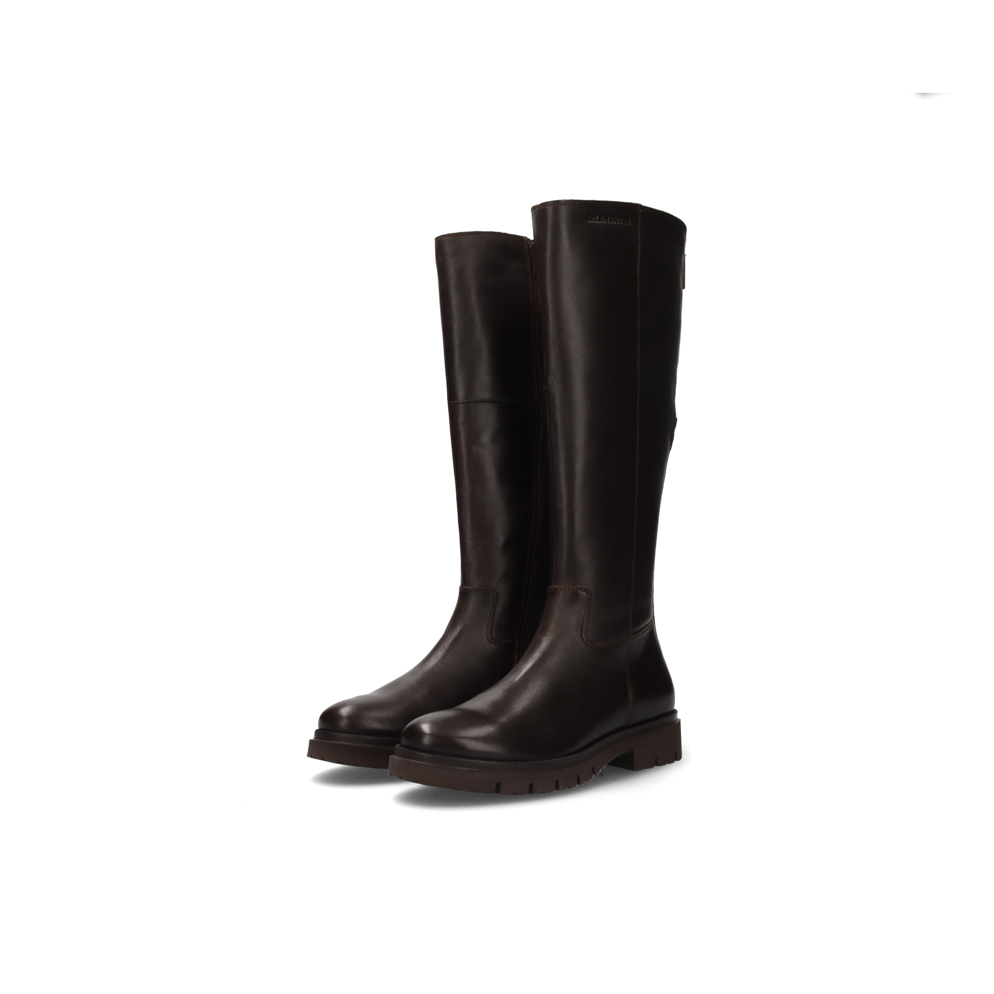 LEATHER KNEE-HIGH BOOTS DARK BROWN