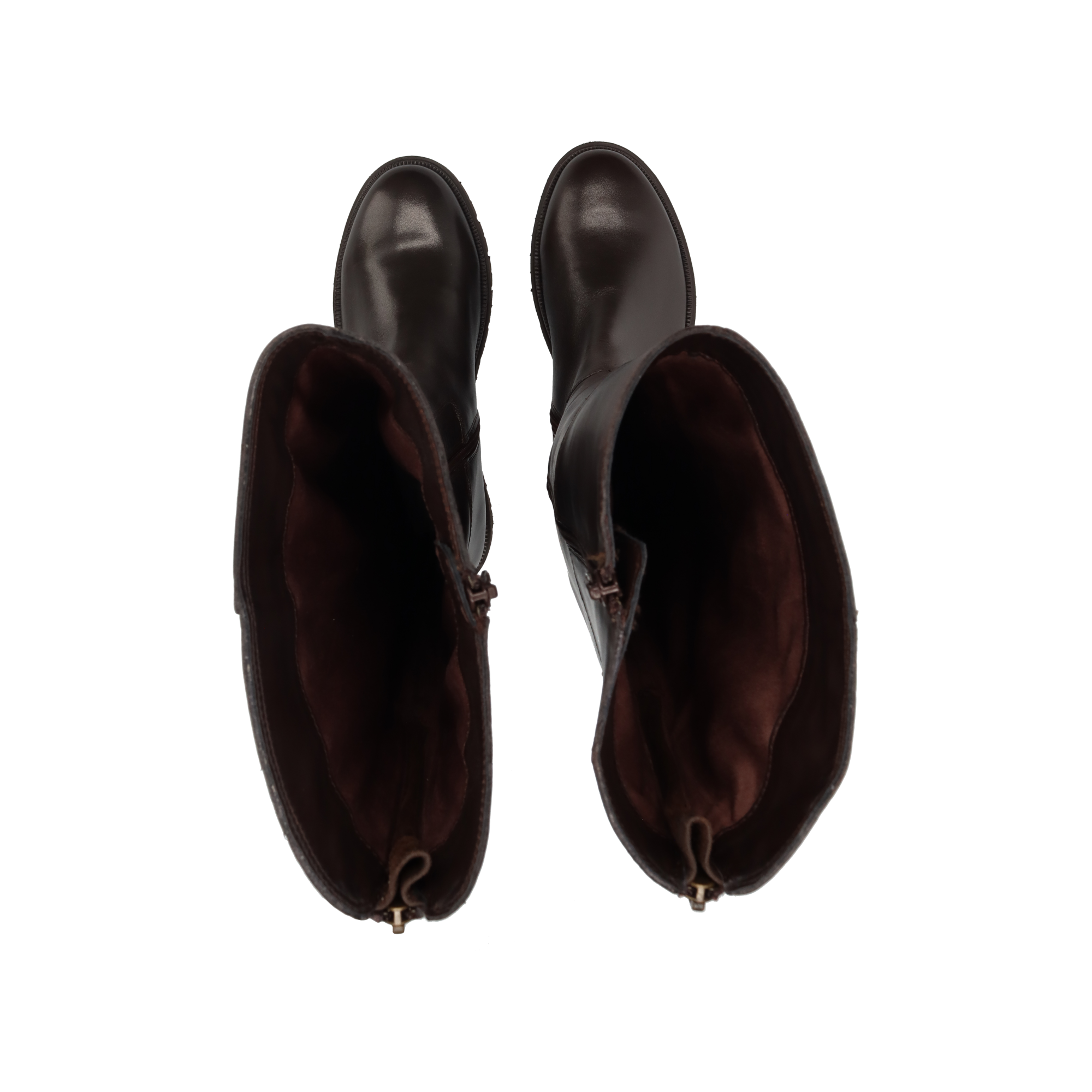 LEATHER KNEE-HIGH BOOTS DARK BROWN