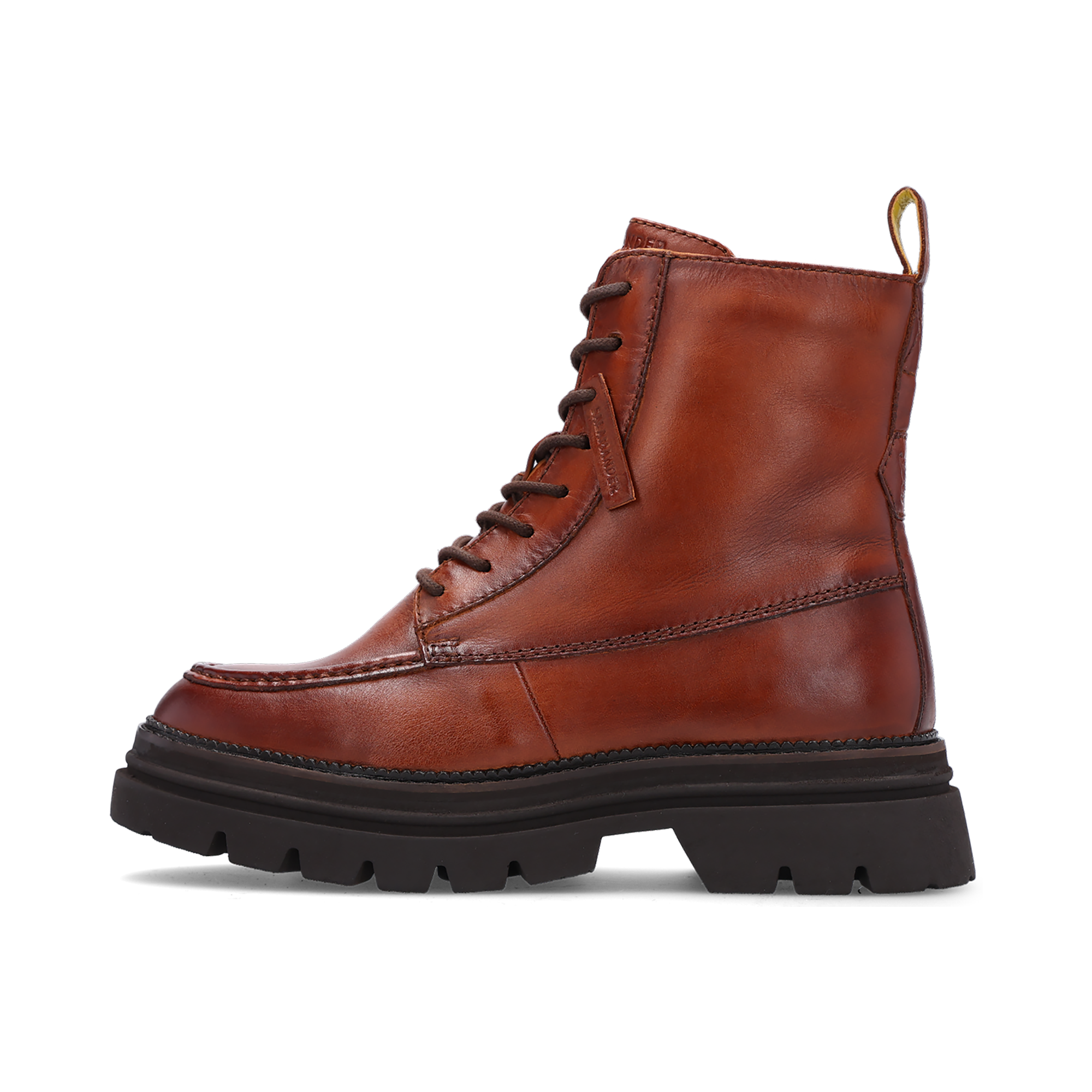 LEDER SCHNÜRSTIEFELETTE COGNAC