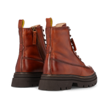 LEDER SCHNÜRSTIEFELETTE COGNAC