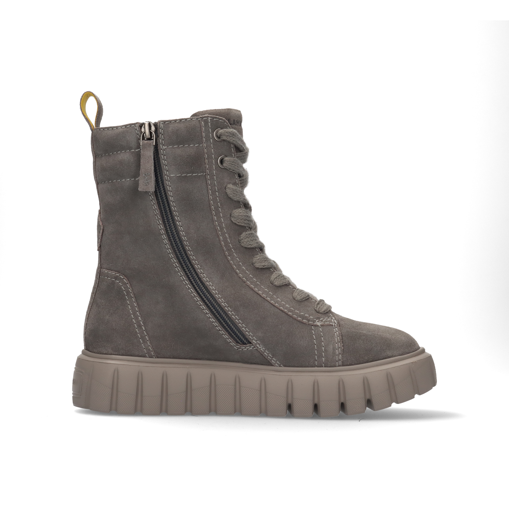 LEDER SCHNÜRSTIEFELETTE GRAU