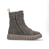 LEDER SCHNÜRSTIEFELETTE GRAU