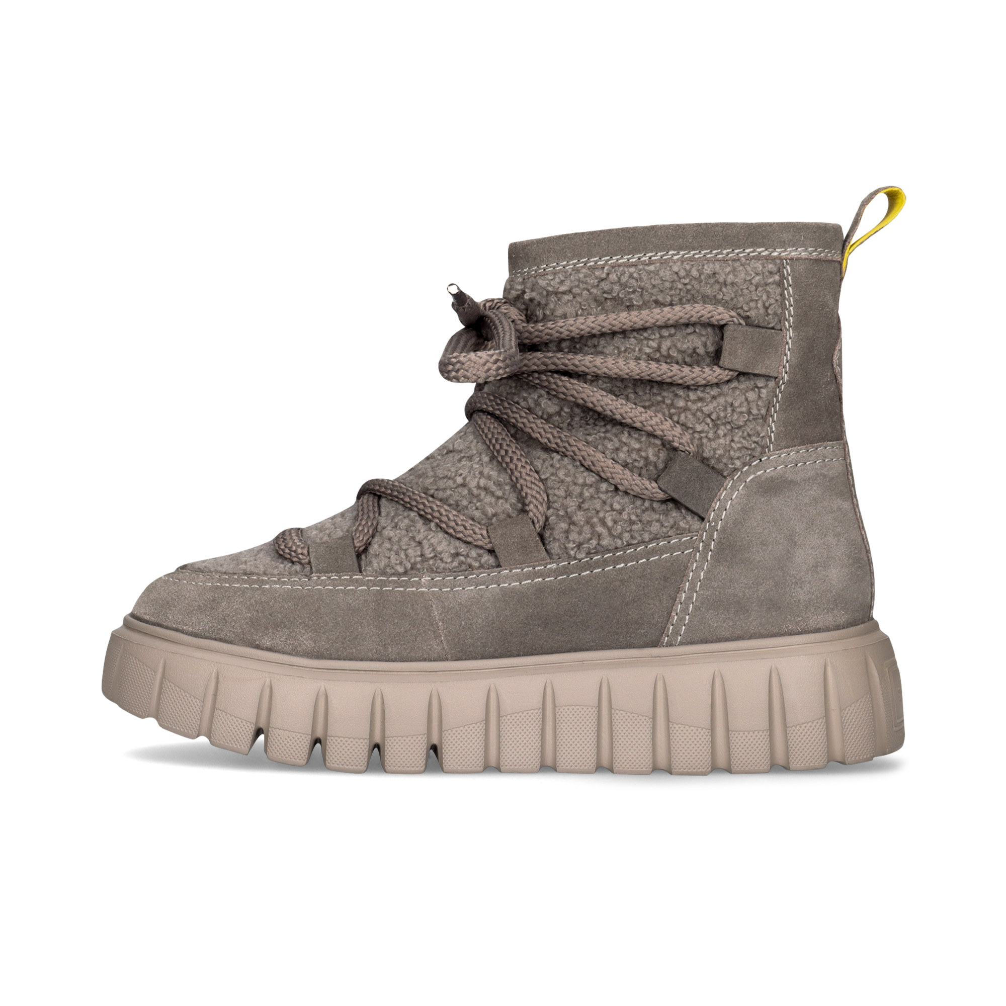 LEDER WINTERSTIEFELETTE GRAU